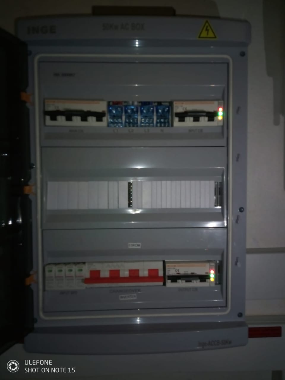 50 kW commercial AC combiner box with changeover and output breakers