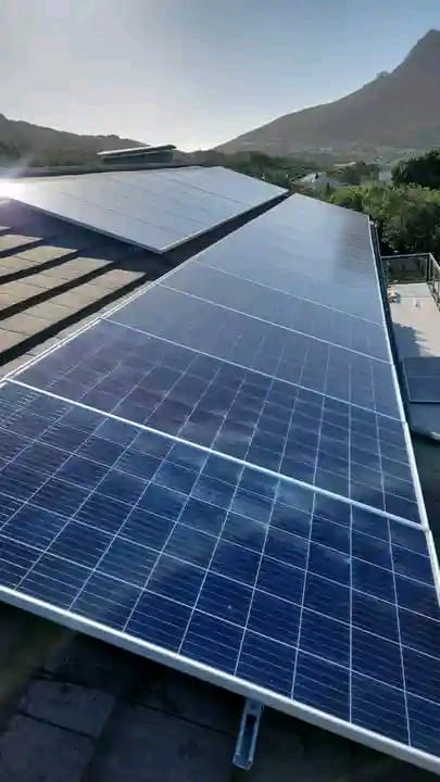 Solar panel array installed by Deltar Electrical on a Cape Town rooftop